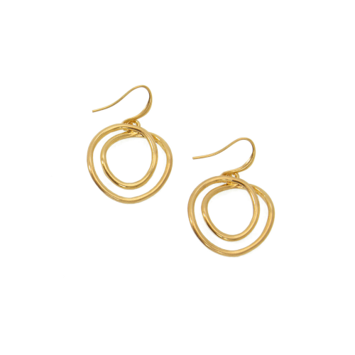 Gold Double Loop Fishhook Earrings