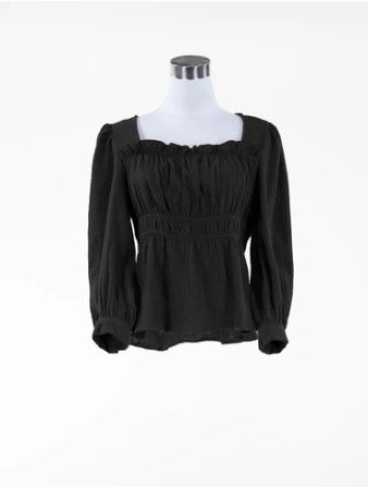 Woven Long Sleeve Peasant Top