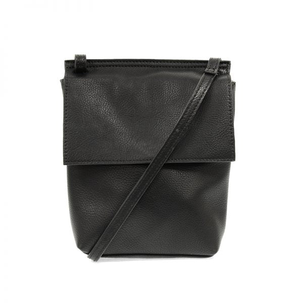 Simple Black Leather Crossbody Bag With Zipper 
